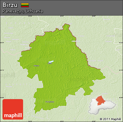 Physical Map of Birzu, lighten