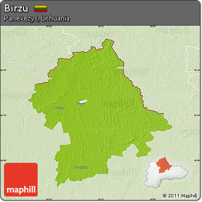 Physical Map of Birzu, lighten