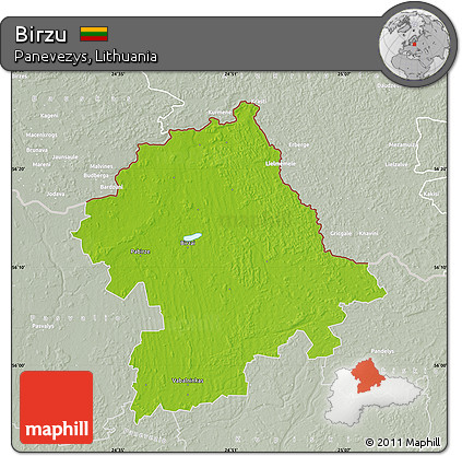 Physical Map of Birzu, lighten, semi-desaturated