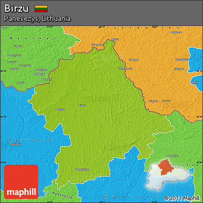 Physical Map of Birzu, political outside