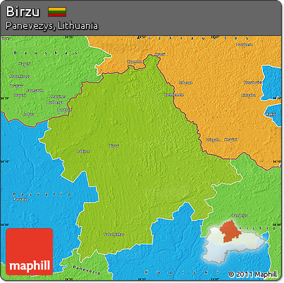 Physical Map of Birzu, political outside