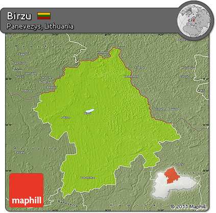 Physical Map of Birzu, semi-desaturated