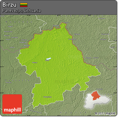 Physical Map of Birzu, semi-desaturated