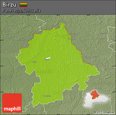 Physical Map of Birzu, semi-desaturated
