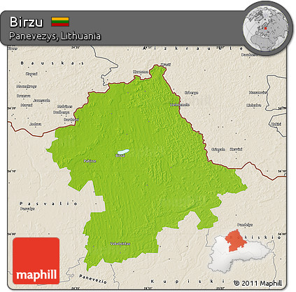 Physical Map of Birzu, shaded relief outside