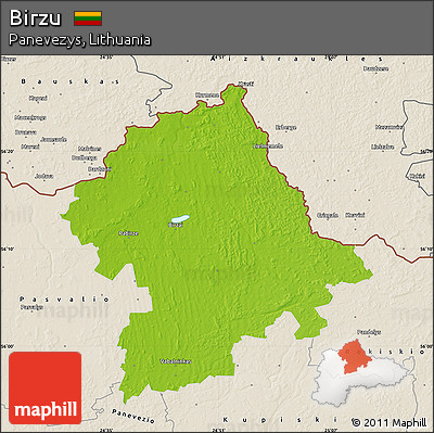Physical Map of Birzu, shaded relief outside