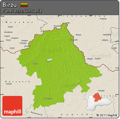Physical Map of Birzu, shaded relief outside