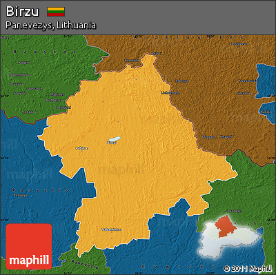 Political Map of Birzu, darken