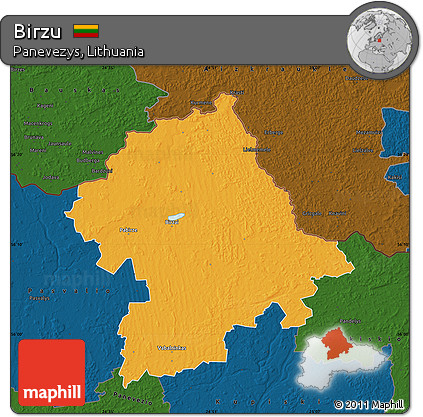 Political Map of Birzu, darken
