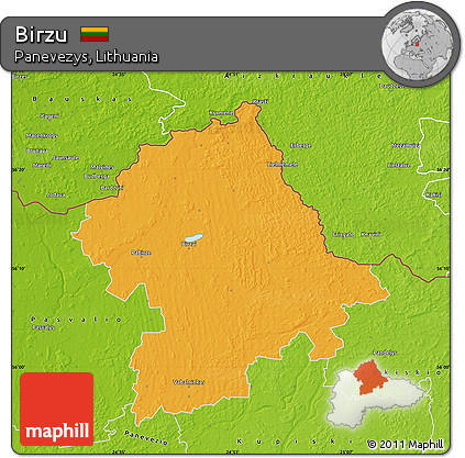 Political Map of Birzu, physical outside