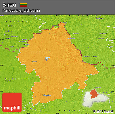 Political Map of Birzu, physical outside