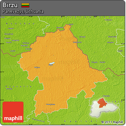 Political Map of Birzu, physical outside