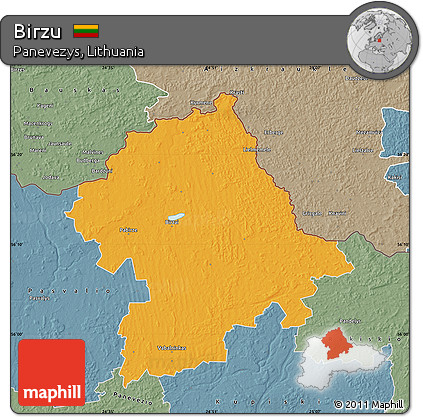 Political Map of Birzu, semi-desaturated
