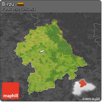 Satellite Map of Birzu, darken, desaturated