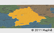 Political Panoramic Map of Birzu, darken, semi-desaturated