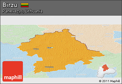 Political Panoramic Map of Birzu, lighten