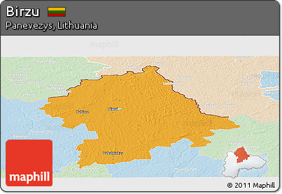 Political Panoramic Map of Birzu, lighten