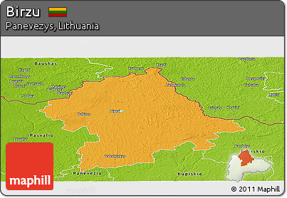 Political Panoramic Map of Birzu, physical outside