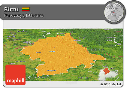 Political Panoramic Map of Birzu, satellite outside