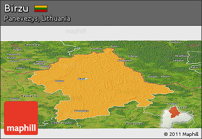Political Panoramic Map of Birzu, satellite outside