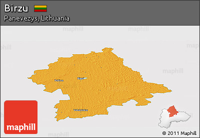 Political Panoramic Map of Birzu, single color outside