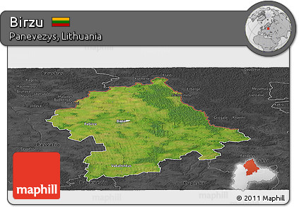 Satellite Panoramic Map of Birzu, darken, desaturated