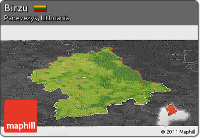 Satellite Panoramic Map of Birzu, darken, desaturated