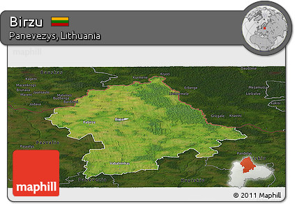 Satellite Panoramic Map of Birzu, darken