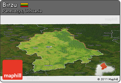 Satellite Panoramic Map of Birzu, darken