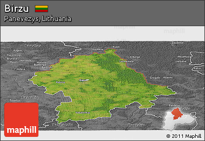 Satellite Panoramic Map of Birzu, desaturated