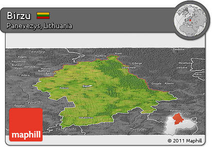 Satellite Panoramic Map of Birzu, desaturated