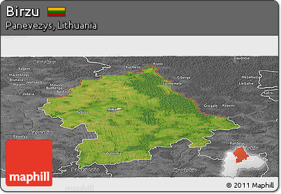 Satellite Panoramic Map of Birzu, desaturated