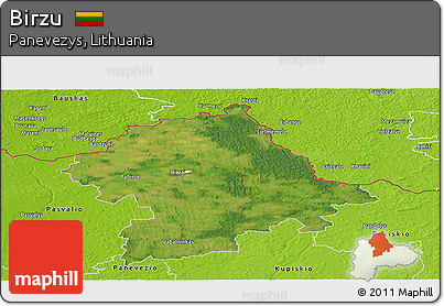 Satellite Panoramic Map of Birzu, physical outside