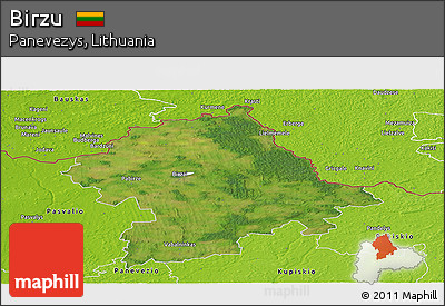 Satellite Panoramic Map of Birzu, physical outside