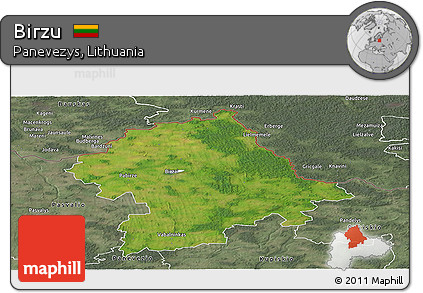 Satellite Panoramic Map of Birzu, semi-desaturated