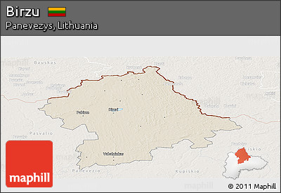 Shaded Relief Panoramic Map of Birzu, lighten