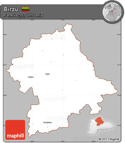 Gray Simple Map of Birzu, cropped outside