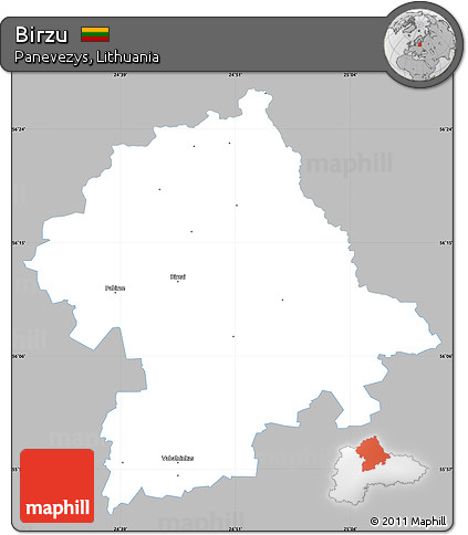 Gray Simple Map of Birzu, single color outside