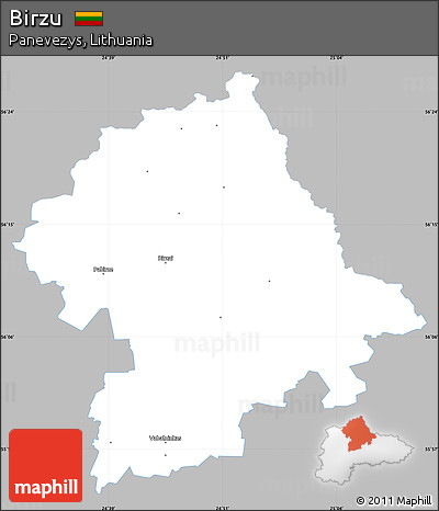 Gray Simple Map of Birzu, single color outside