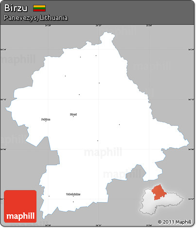 Gray Simple Map of Birzu, single color outside