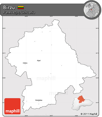 Silver Style Simple Map of Birzu, cropped outside