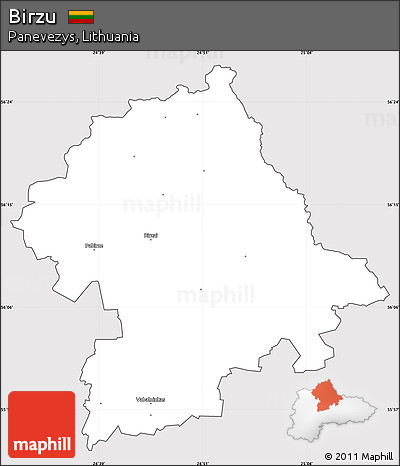 Silver Style Simple Map of Birzu, cropped outside