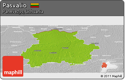 Physical Panoramic Map of Pasvalio, lighten, desaturated