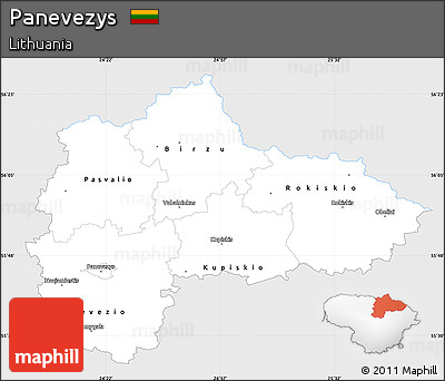 Silver Style Simple Map of Panevezys, single color outside
