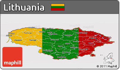 Flag Panoramic Map of Lithuania, flag rotated