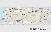 Shaded Relief Panoramic Map of Lithuania, desaturated, land only