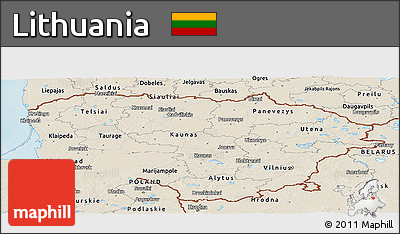Shaded Relief Panoramic Map of Lithuania