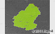 Physical 3D Map of Pakruojo, darken, desaturated