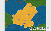 Political 3D Map of Pakruojo, darken