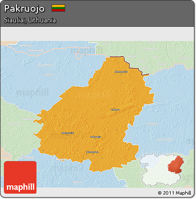Political 3D Map of Pakruojo, lighten